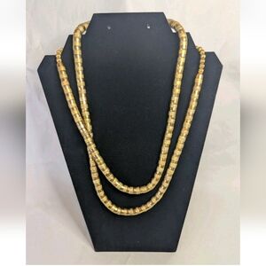 Vintage Estate Gold Tone Beaded Necklace 21" With Lobster Clasp